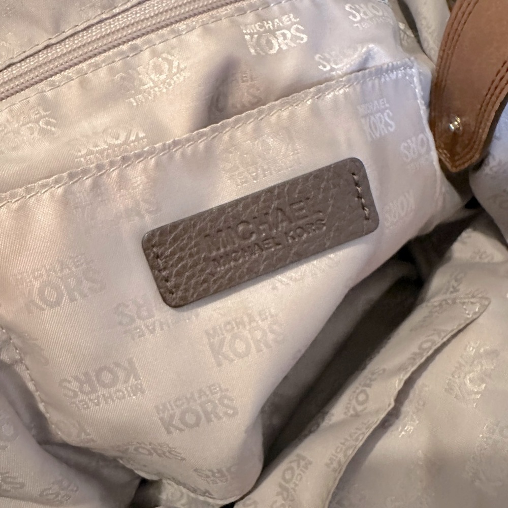 Michael Kors Large Harness Grab Bag Brown and Tan Leather Tote Bag/Work Bag - Picture 11 of 14
